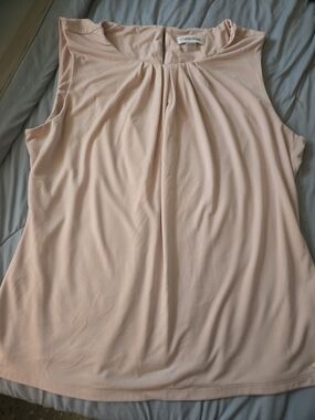 Calvin Klein Women's Sleeveless Pleat Neck Top- Blush Pink